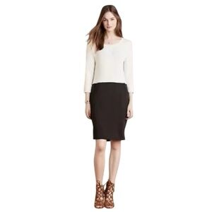 NWT Ivory & Black Ribbed Mini Dress with Pockets from Anthropologie brand Amadi